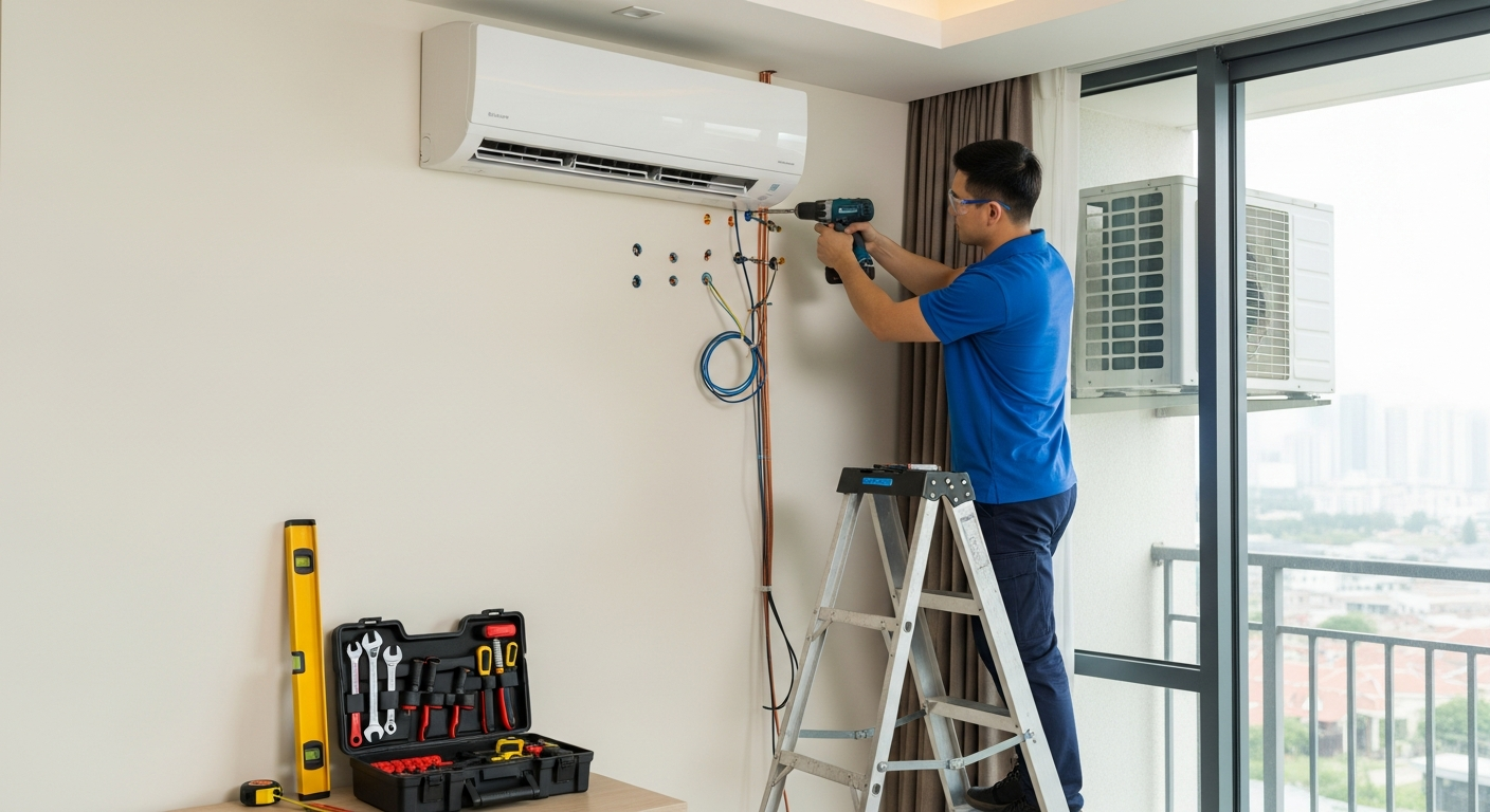 Klima montajı İstanbul – teknisyen yeni klima kuruyor