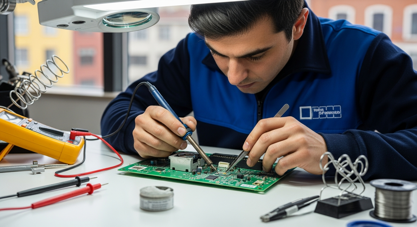 Klima tamiri servisi İstanbul – teknisyen klima devresini tamir ediyor